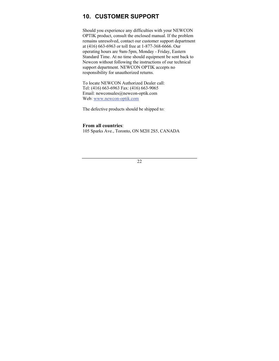 Customer support | Newcon Optik LRB 3000PRO User Manual | Page 26 / 28
