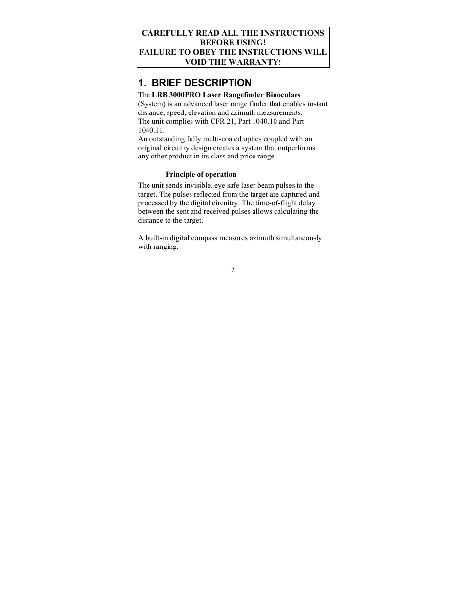 Brief description | Newcon Optik LRB 3000PRO User Manual | Page 6 / 28