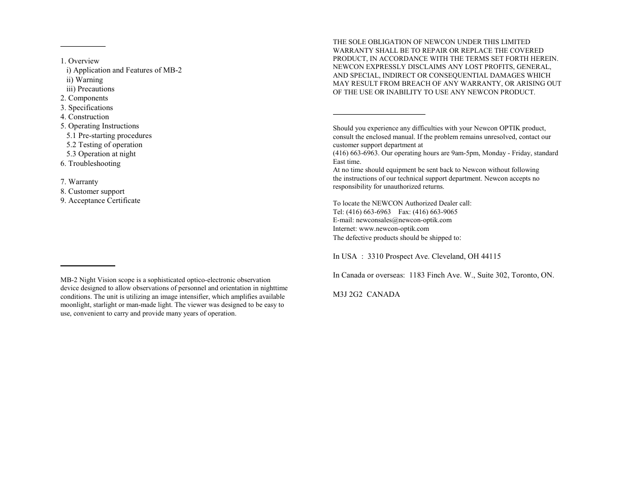 Newcon Optik MB-2 User Manual | Page 4 / 8