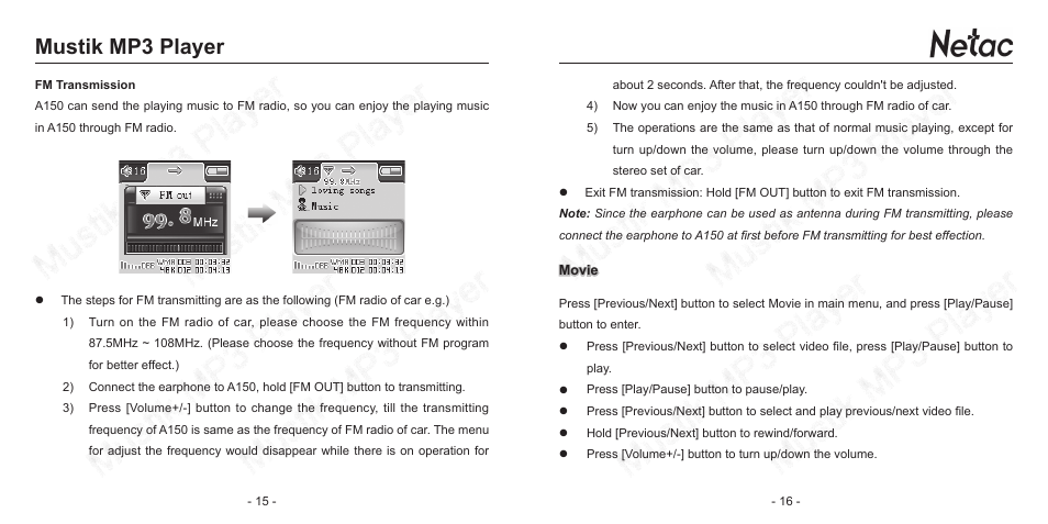 Mustik mp3 player | Netac Tech A150 User Manual | Page 11 / 20