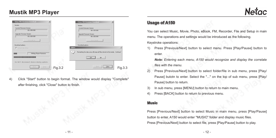 Mustik mp3 player | Netac Tech A150 User Manual | Page 9 / 20