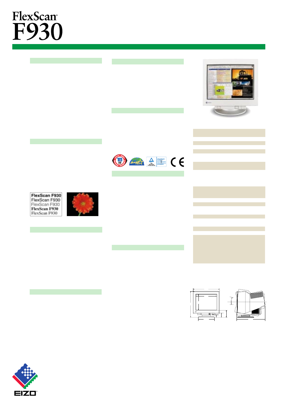 Eizo nanao corporation | Eizo FlexScan F930 User Manual | Page 2 / 2