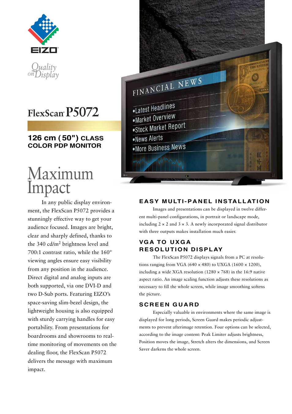 Eizo FlexScan P5072 User Manual | 2 pages