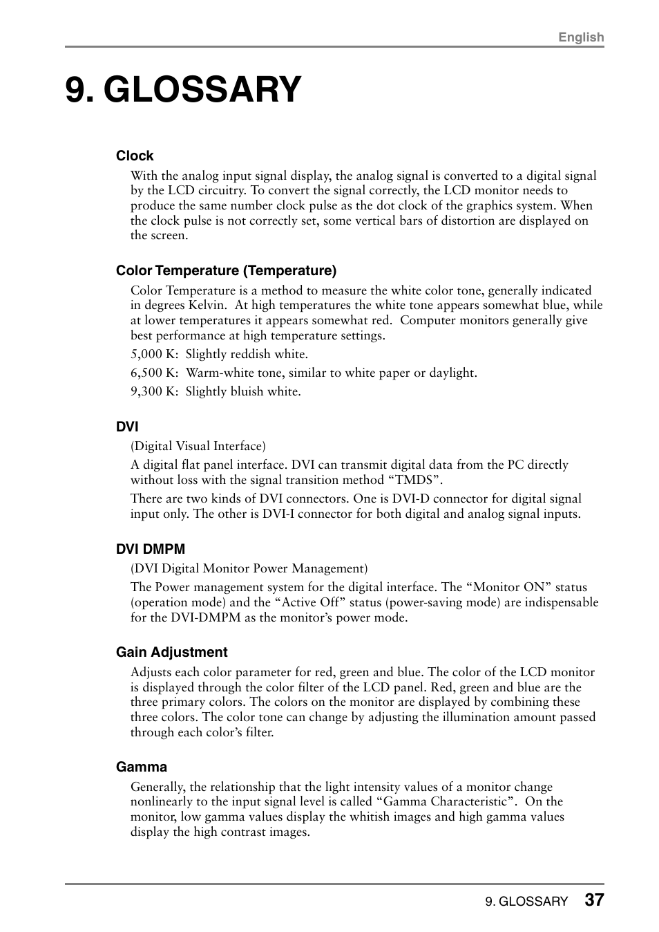 Glossary | Eizo FlexScan L362T User Manual | Page 37 / 43