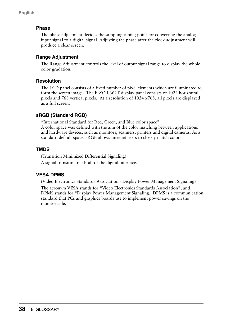 Eizo FlexScan L362T User Manual | Page 38 / 43