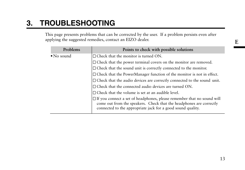 Troubleshooting | Eizo i I-SOUND L2 User Manual | Page 14 / 18
