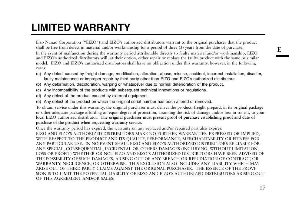 Limited warranty | Eizo i I-SOUND L2 User Manual | Page 18 / 18