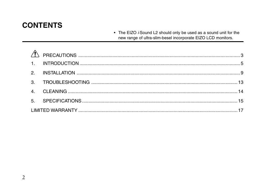 Eizo i I-SOUND L2 User Manual | Page 3 / 18