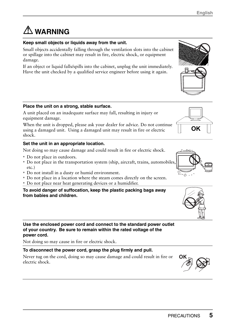 Warning | Eizo T566 User Manual | Page 5 / 36