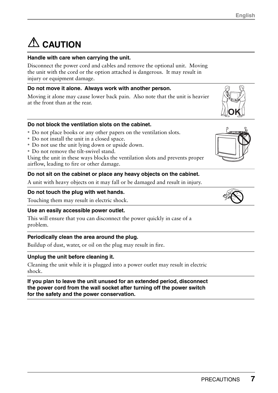 Caution | Eizo T566 User Manual | Page 7 / 36