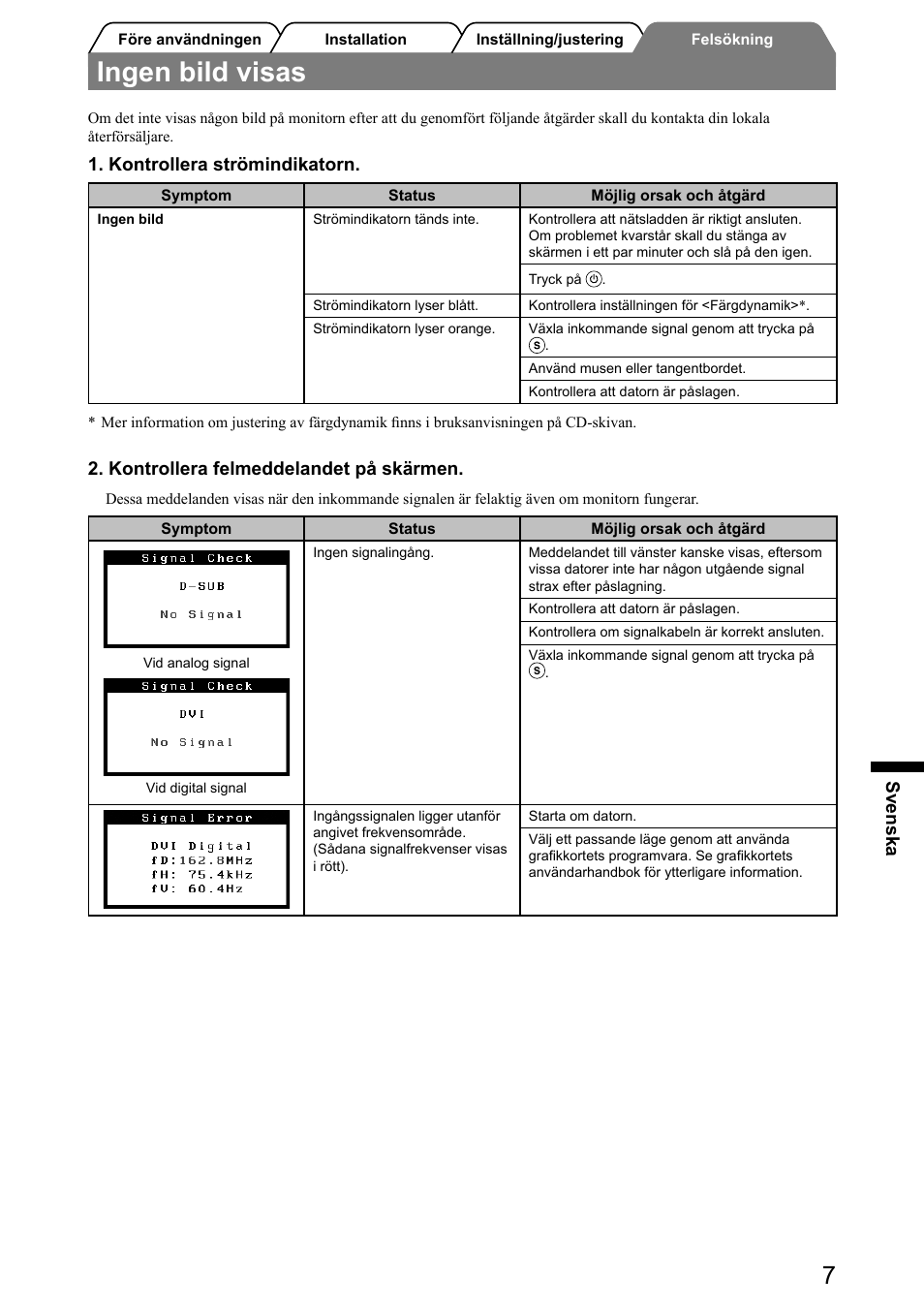 Ingen bild visas | Eizo FlexScan S2001W User Manual | Page 49 / 76