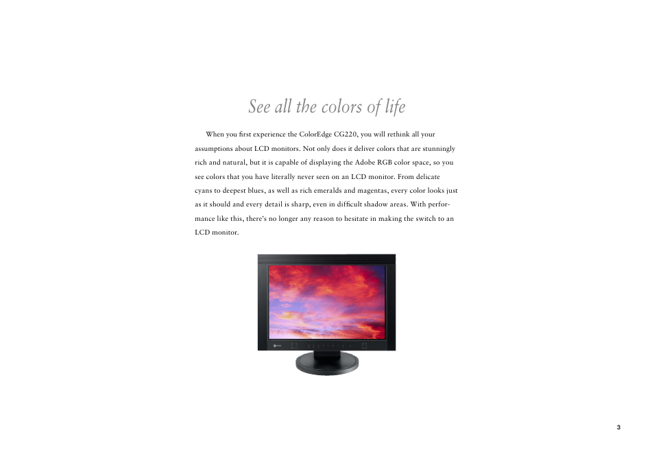 See all the colors of life | Eizo CG220 User Manual | Page 3 / 14