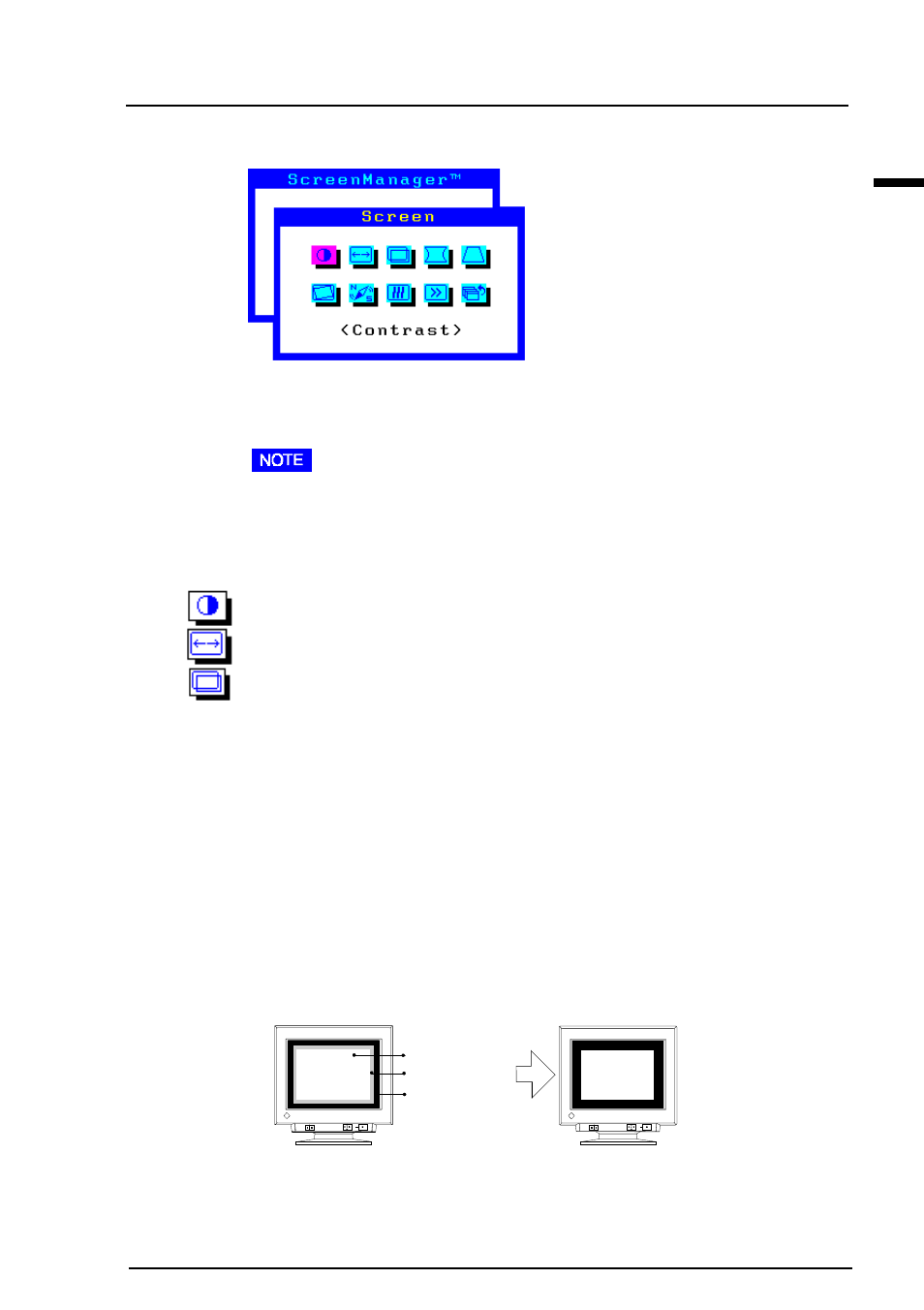 Screen menu | Eizo TX D7 User Manual | Page 19 / 58