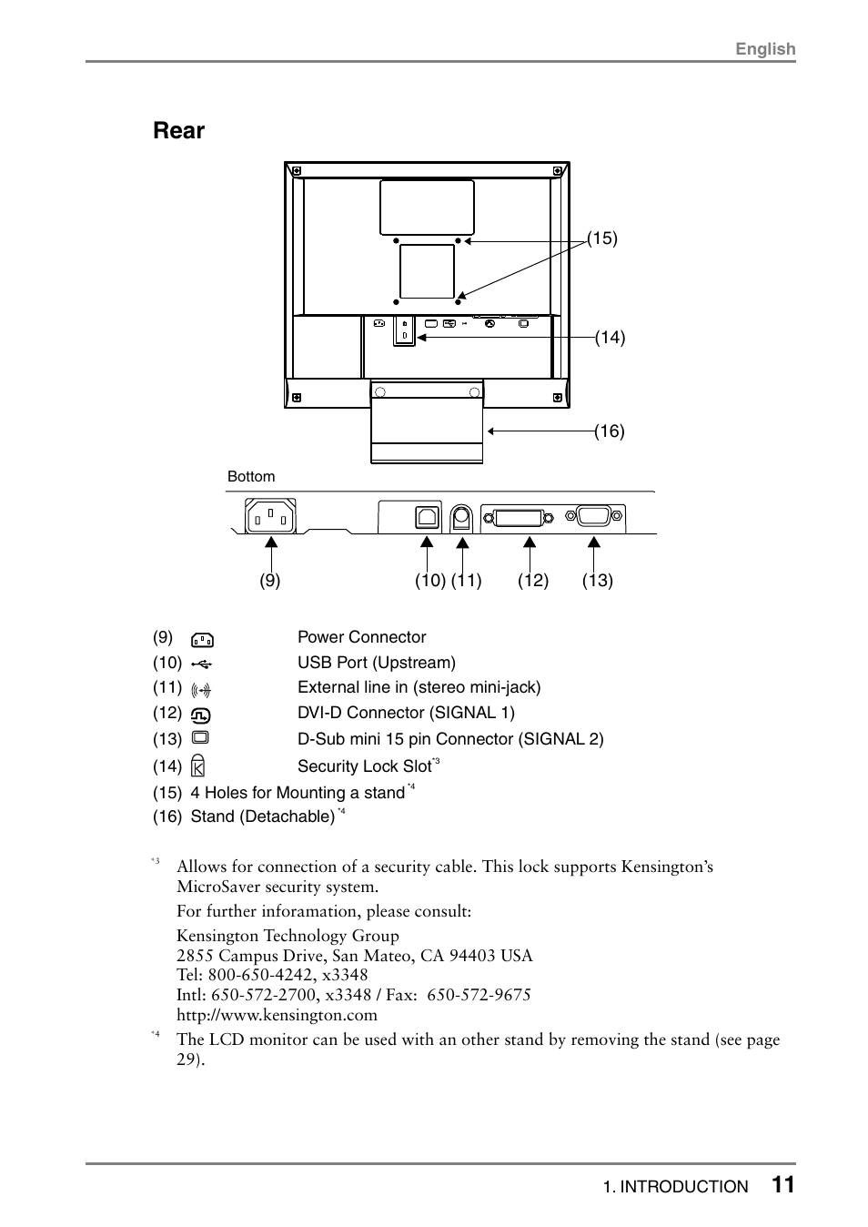 Rear | Eizo FlexScan L353T-C User Manual | Page 11 / 47