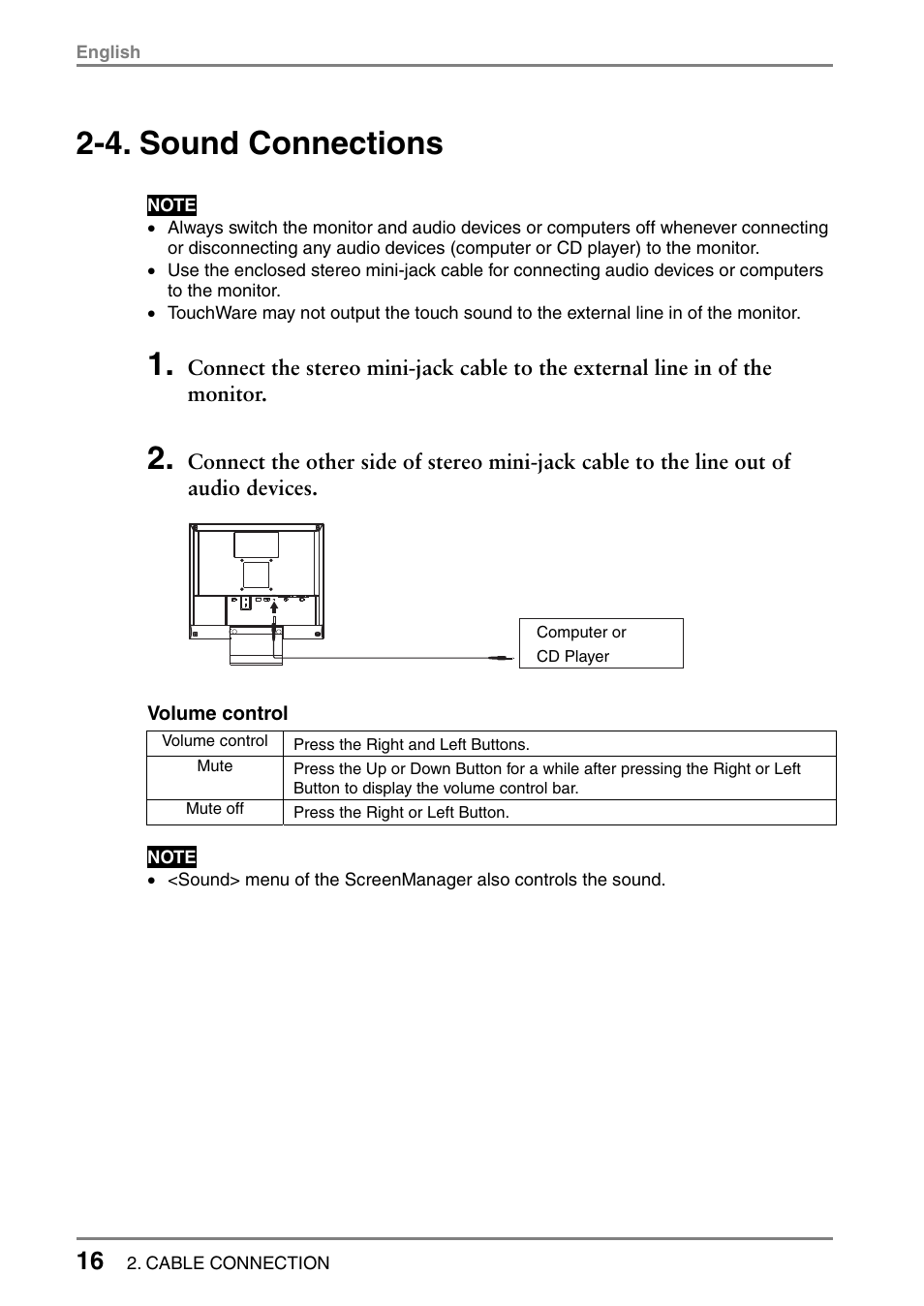 4. sound connections | Eizo FlexScan L353T-C User Manual | Page 16 / 47