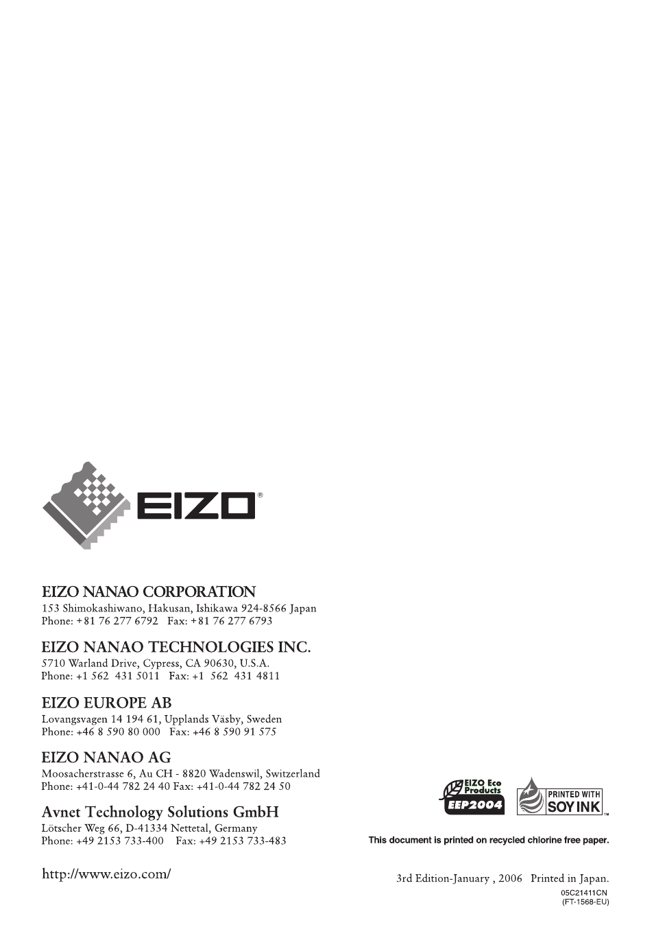 Eizo FlexScan L353T-C User Manual | Page 47 / 47