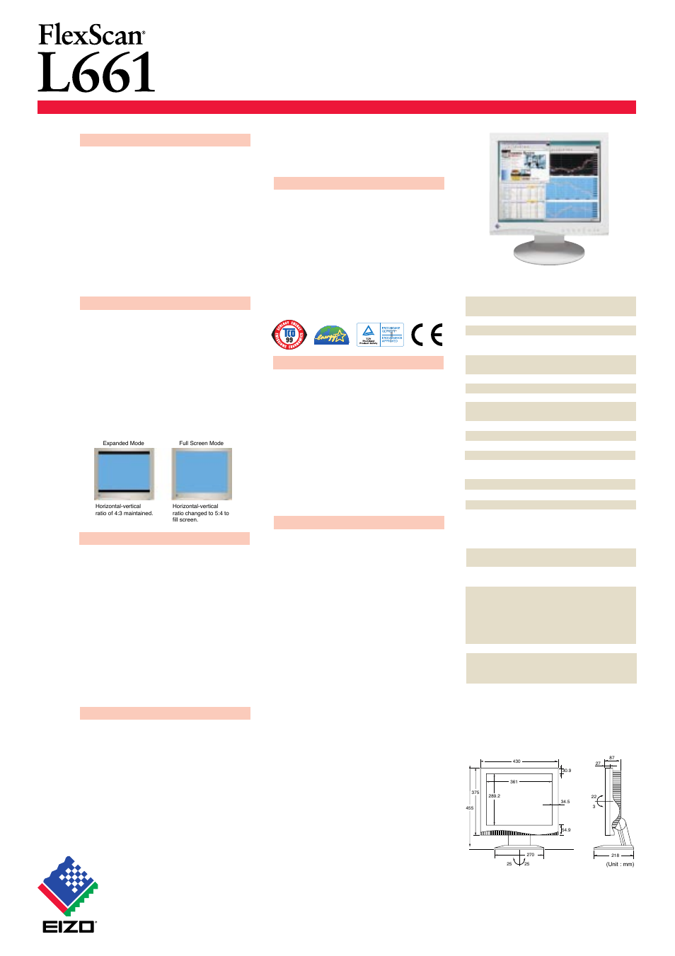 Eizo nanao corporation | Eizo FlexScan L661 User Manual | Page 2 / 2