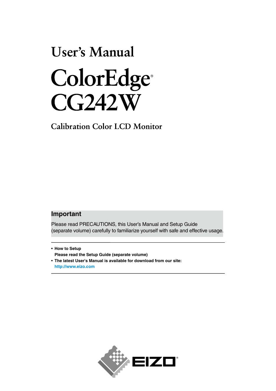 Eizo ColorEdge CG242W User Manual | 41 pages