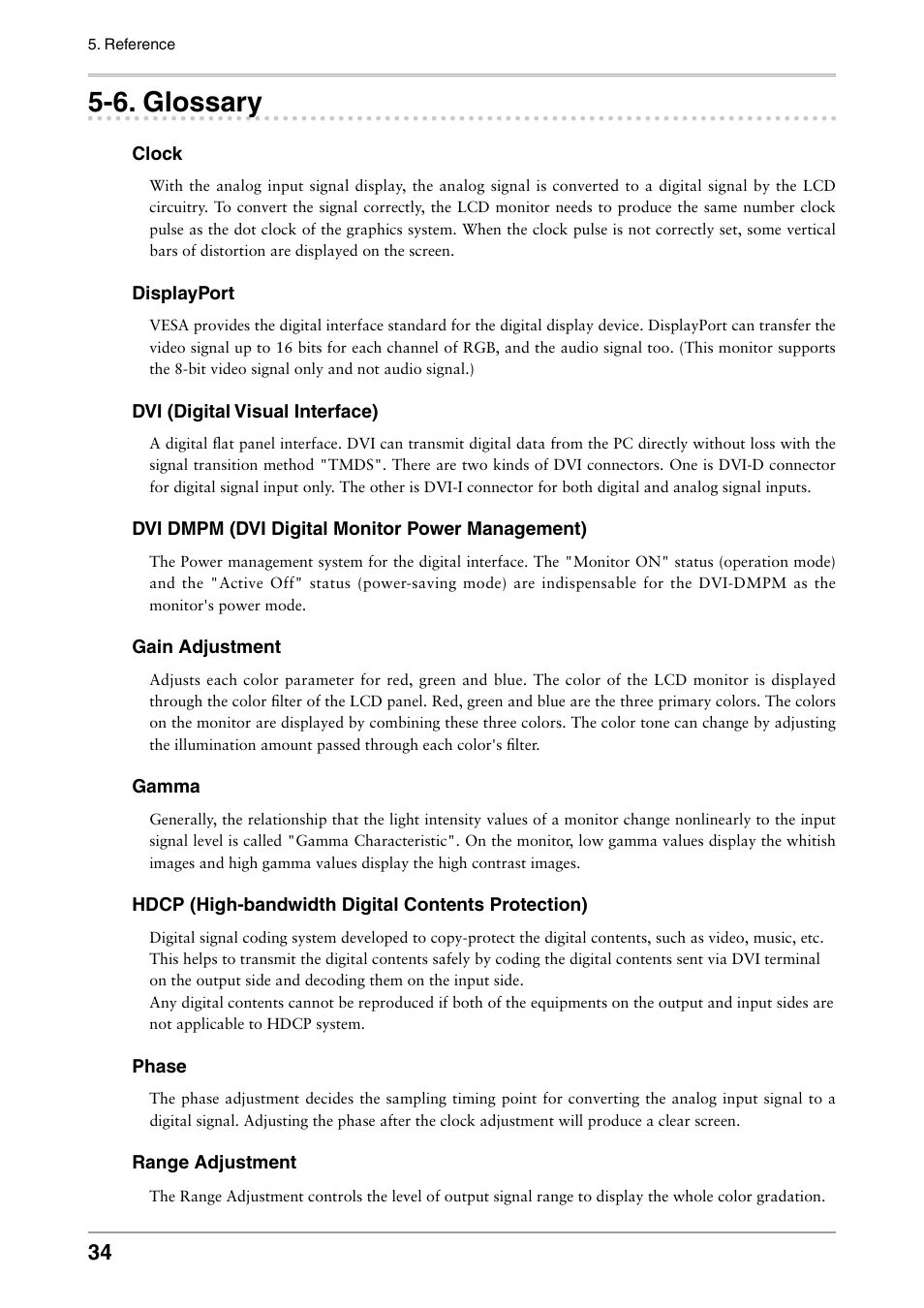 6. glossary, Glossary | Eizo ColorEdge CG242W User Manual | Page 34 / 41