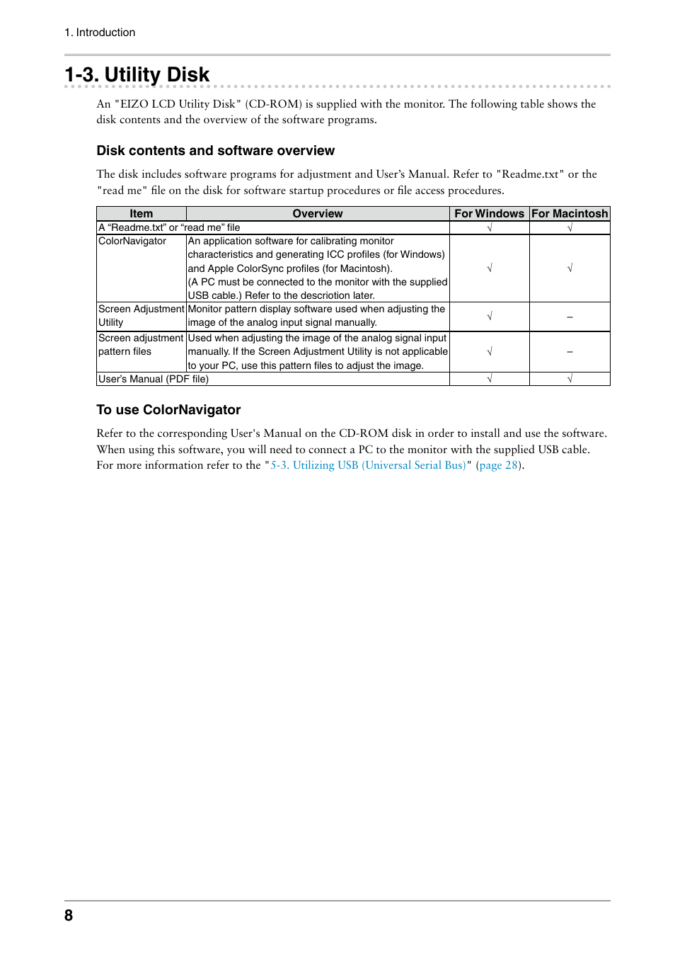 3. utility disk, . utility disk | Eizo ColorEdge CG242W User Manual | Page 8 / 41