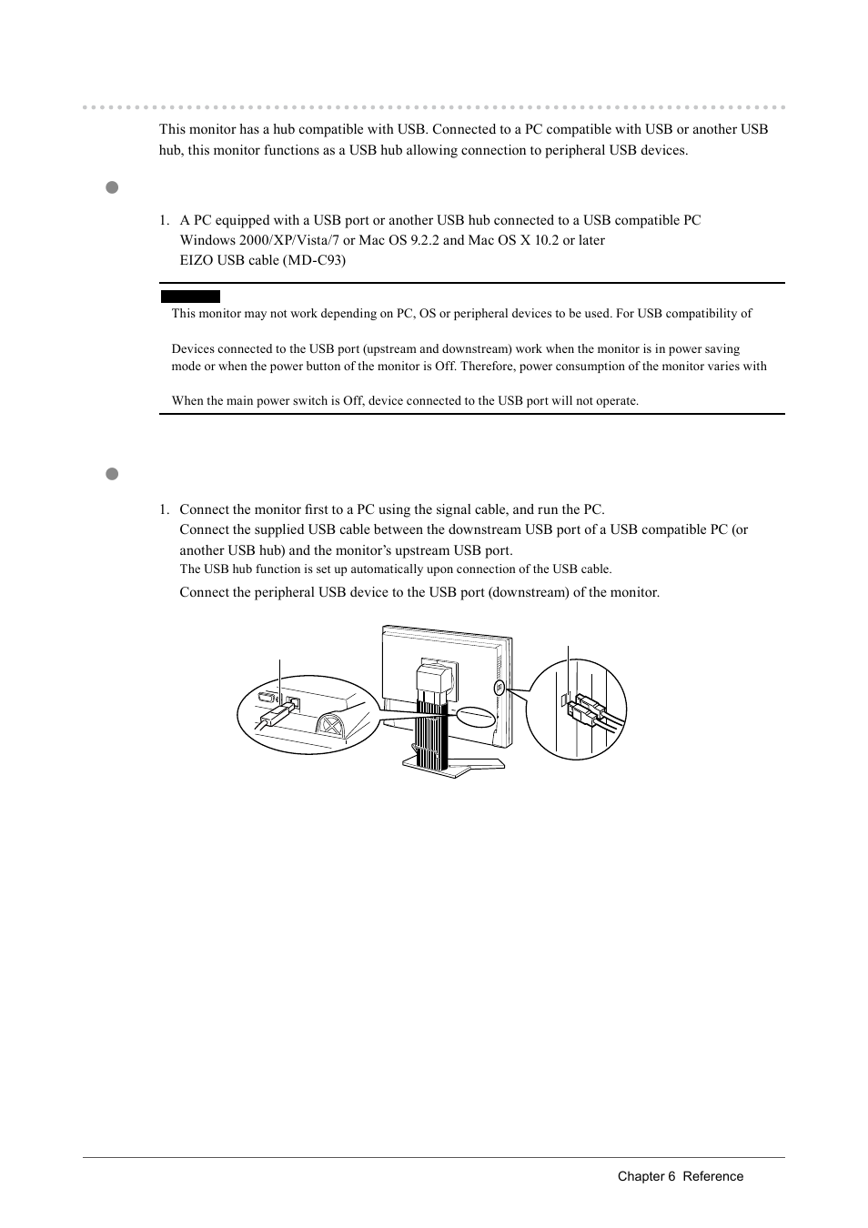 3. making use of usb (universal serial bus), Required system environment, Connection procedure (setup of usb function) | . making use of usb (universal serial bus) ...7, . making use of usb (universal serial bus) | Eizo CG243W User Manual | Page 37 / 52