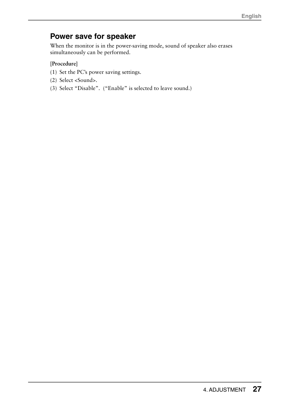 Power save for speaker | Eizo FlexScan L352T-C User Manual | Page 27 / 43