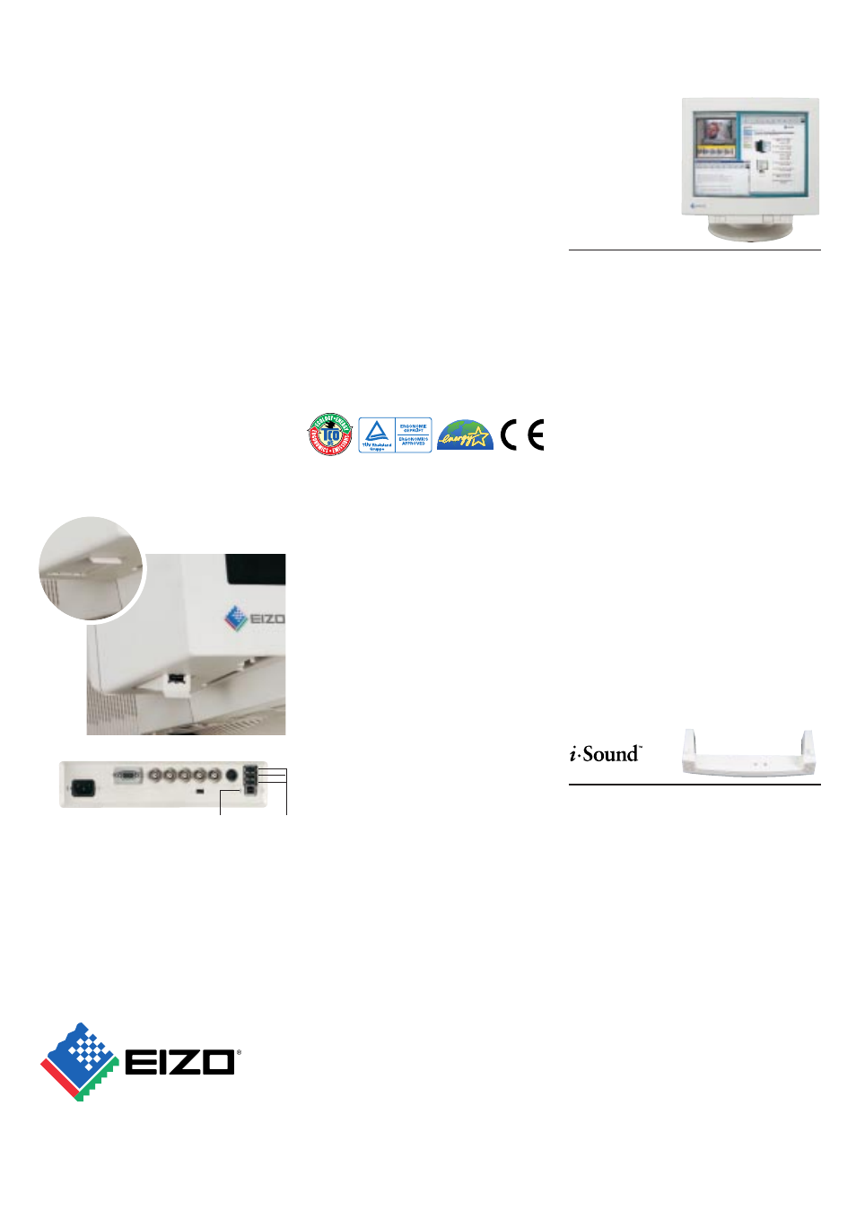 Eizo corporation, Digital signal processing dsp, Integrated usb hub | Visual ergonomics, Environmental and ergonomic concerns, Screenmanager, Pro for usb | Eizo FLEXSCAN F67 User Manual | Page 2 / 2