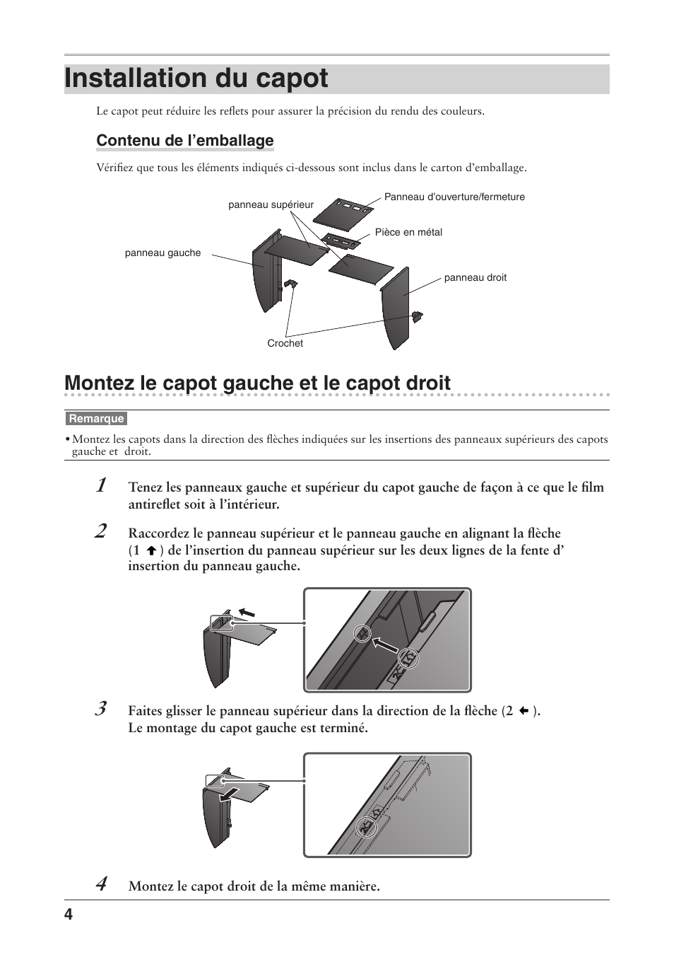 Installation du capot, Montez le capot gauche et le capot droit | Eizo ColorEdge CG241W User Manual | Page 22 / 36