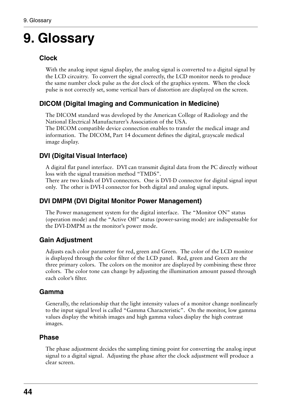 Glossary | Eizo RADIFORCE RX211 User Manual | Page 46 / 53