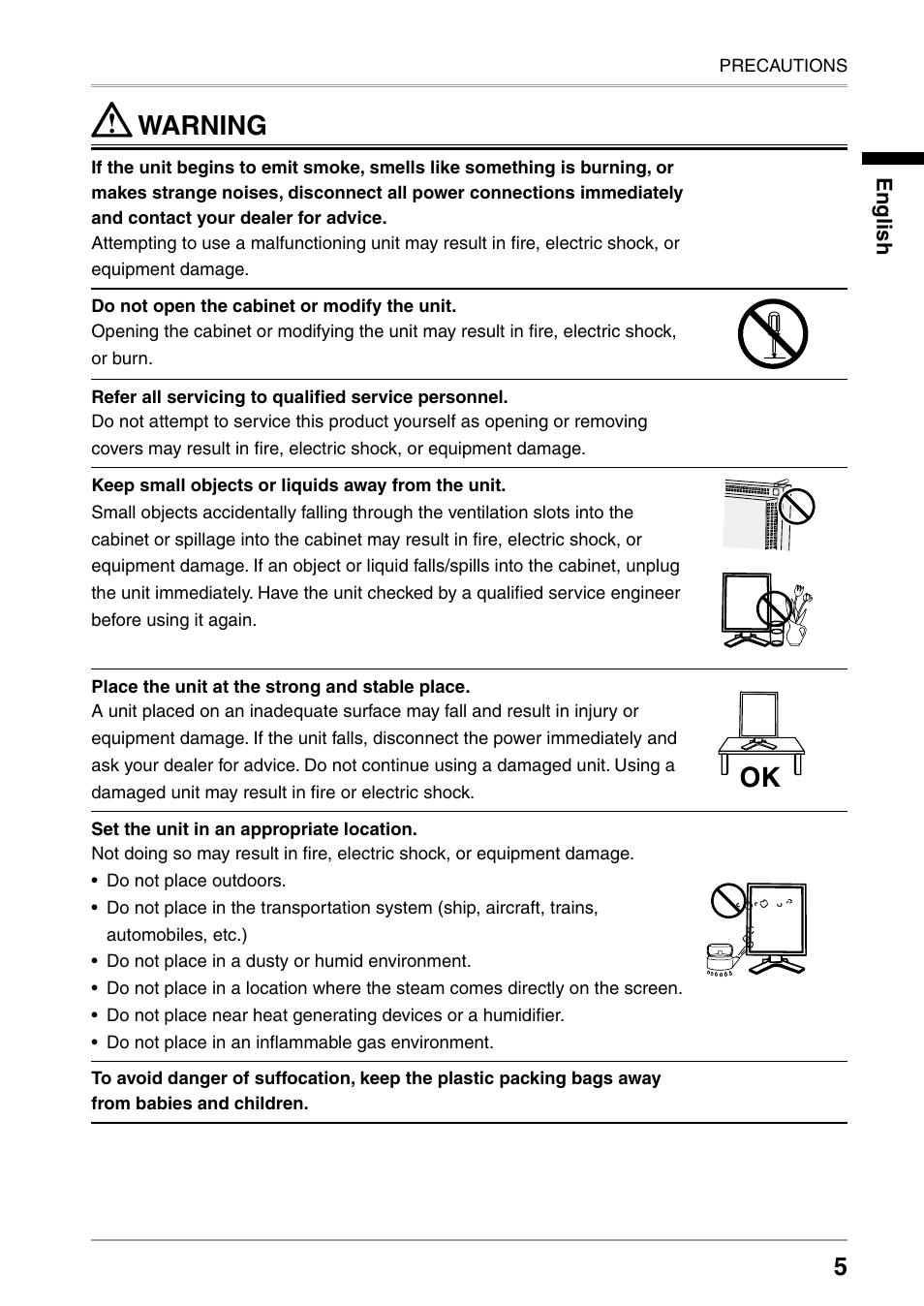 Warning | Eizo RADIFORCE RX211 User Manual | Page 7 / 53