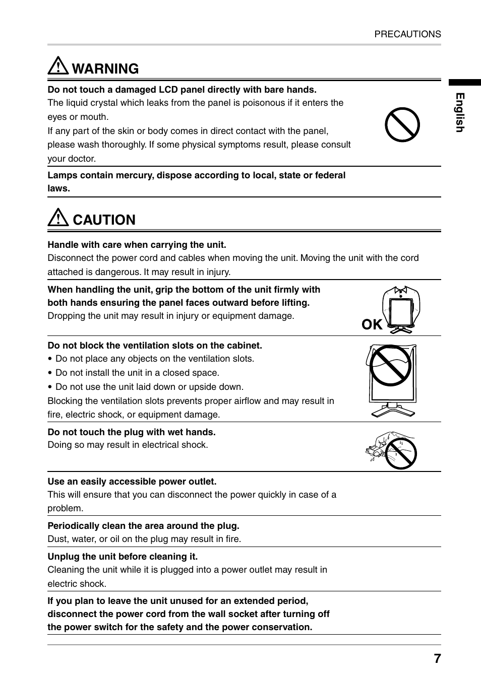Warning, Caution | Eizo RADIFORCE RX211 User Manual | Page 9 / 53