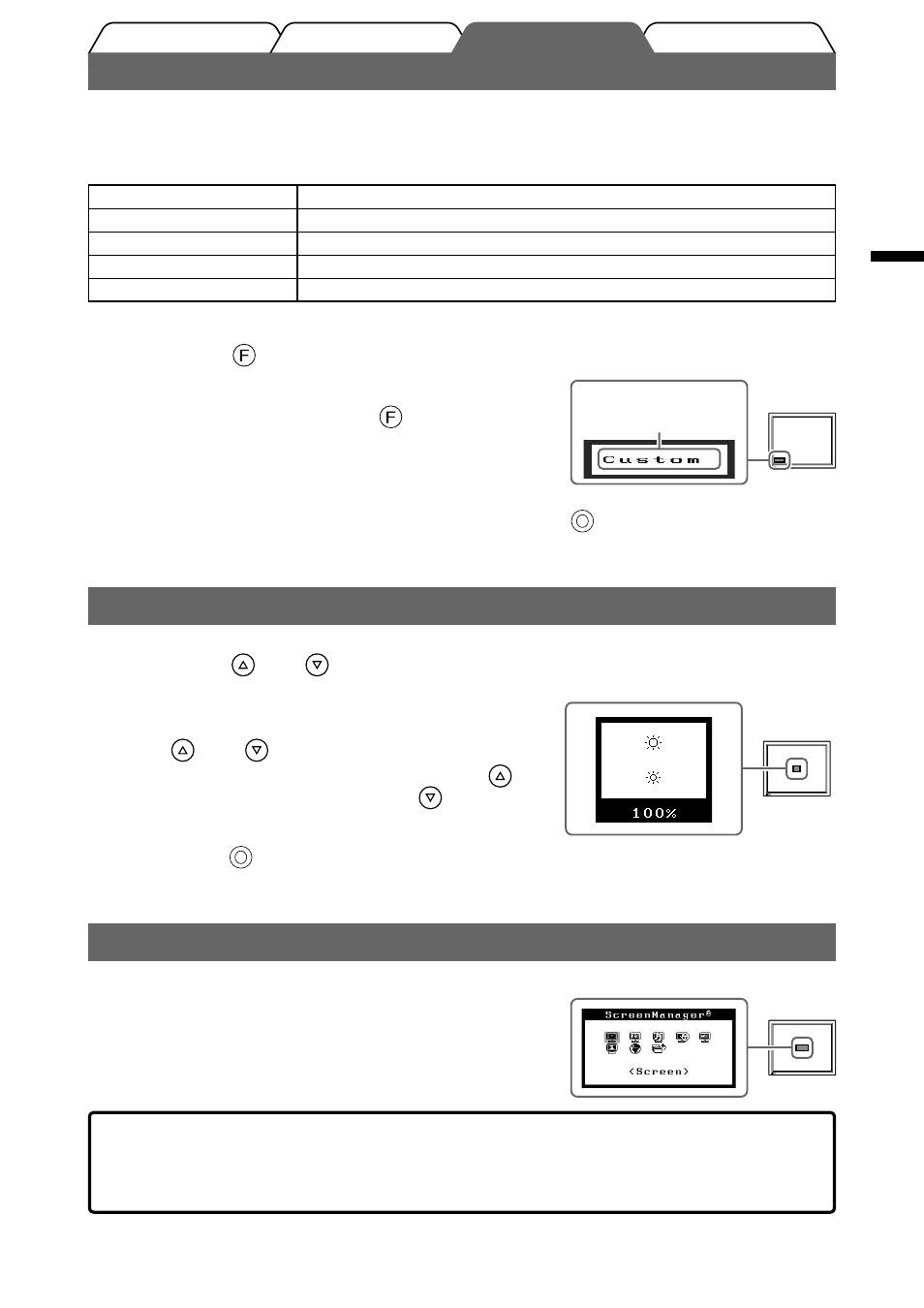 Anzeigemodus auswählen, Bildschirmhelligkeit einstellen, Erweiterte einstellungen/justierung vornehmen | Eizo FlexScan M1900 User Manual | Page 13 / 60