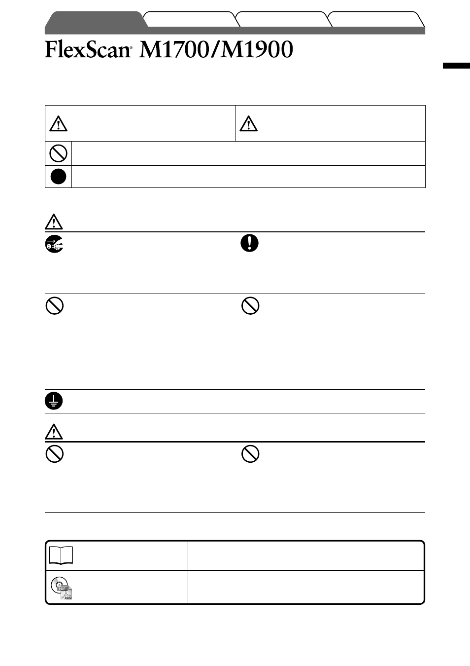 Color lcd monitor, Safety symbols, Precautions | About setup manual and user’s manual | Eizo FlexScan M1900 User Manual | Page 3 / 60