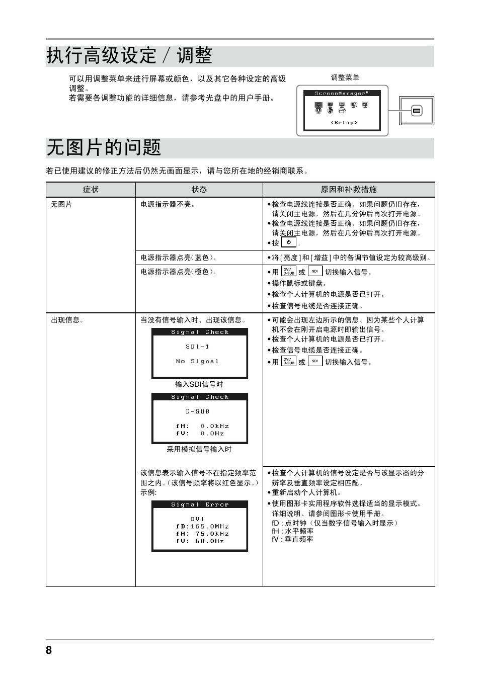 执行高级设定／调整, 无图片的问题 | Eizo ColorEdge CG232W User Manual | Page 34 / 36