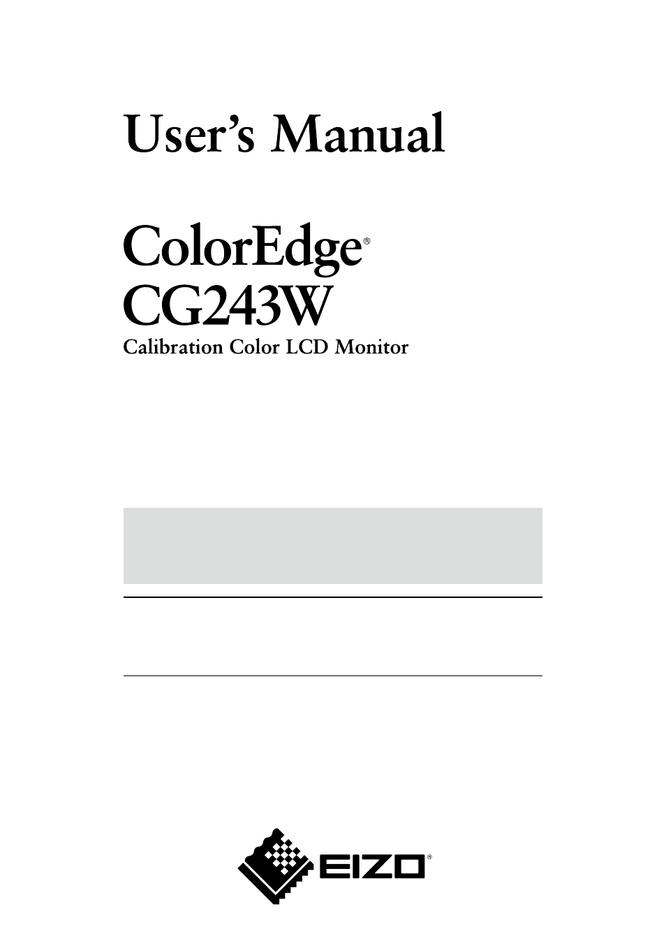 Eizo COLOREDGE CG243W User Manual | 49 pages