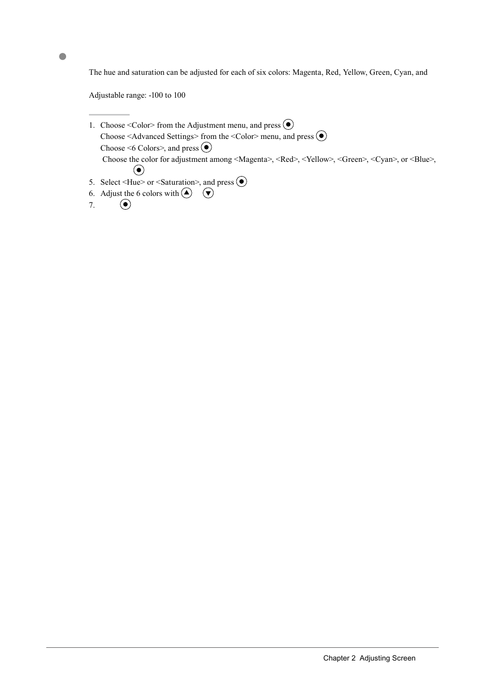 To adjust six colors [6 colors | Eizo COLOREDGE CG243W User Manual | Page 23 / 49