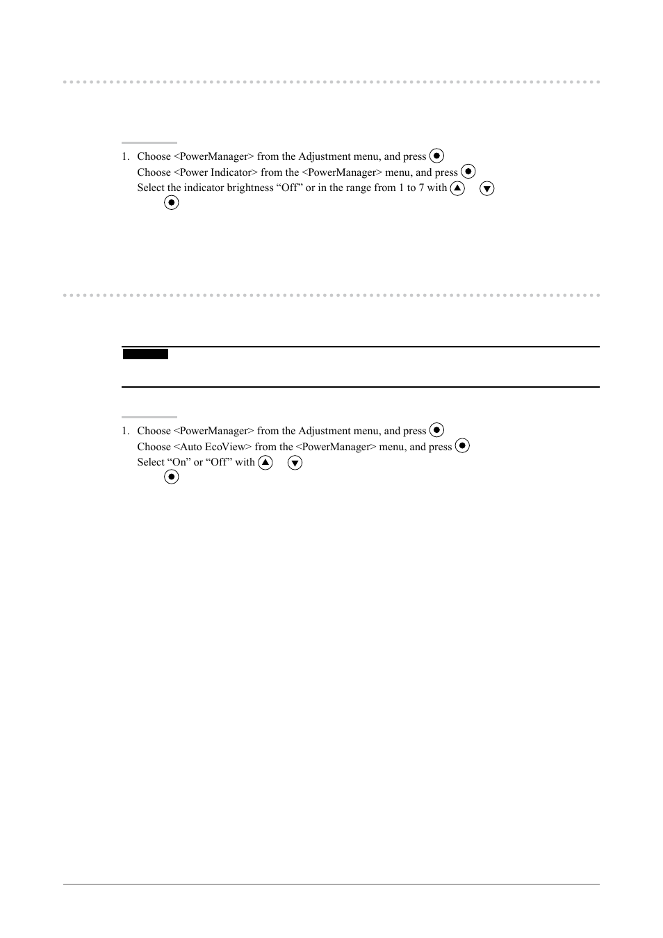 2. setting power indicator [power indicator, Setting power indicator [power indicator] .... 0, Setting monitor’s automatic brightness | Setting power indicator [power indicator | Eizo COLOREDGE CG243W User Manual | Page 30 / 49