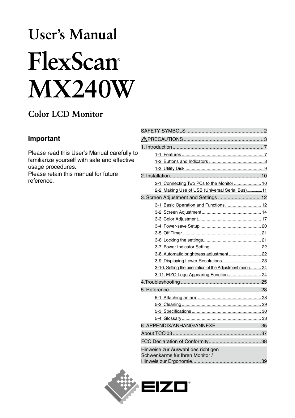 Eizo FLEXSCAN MX240W User Manual | 40 pages