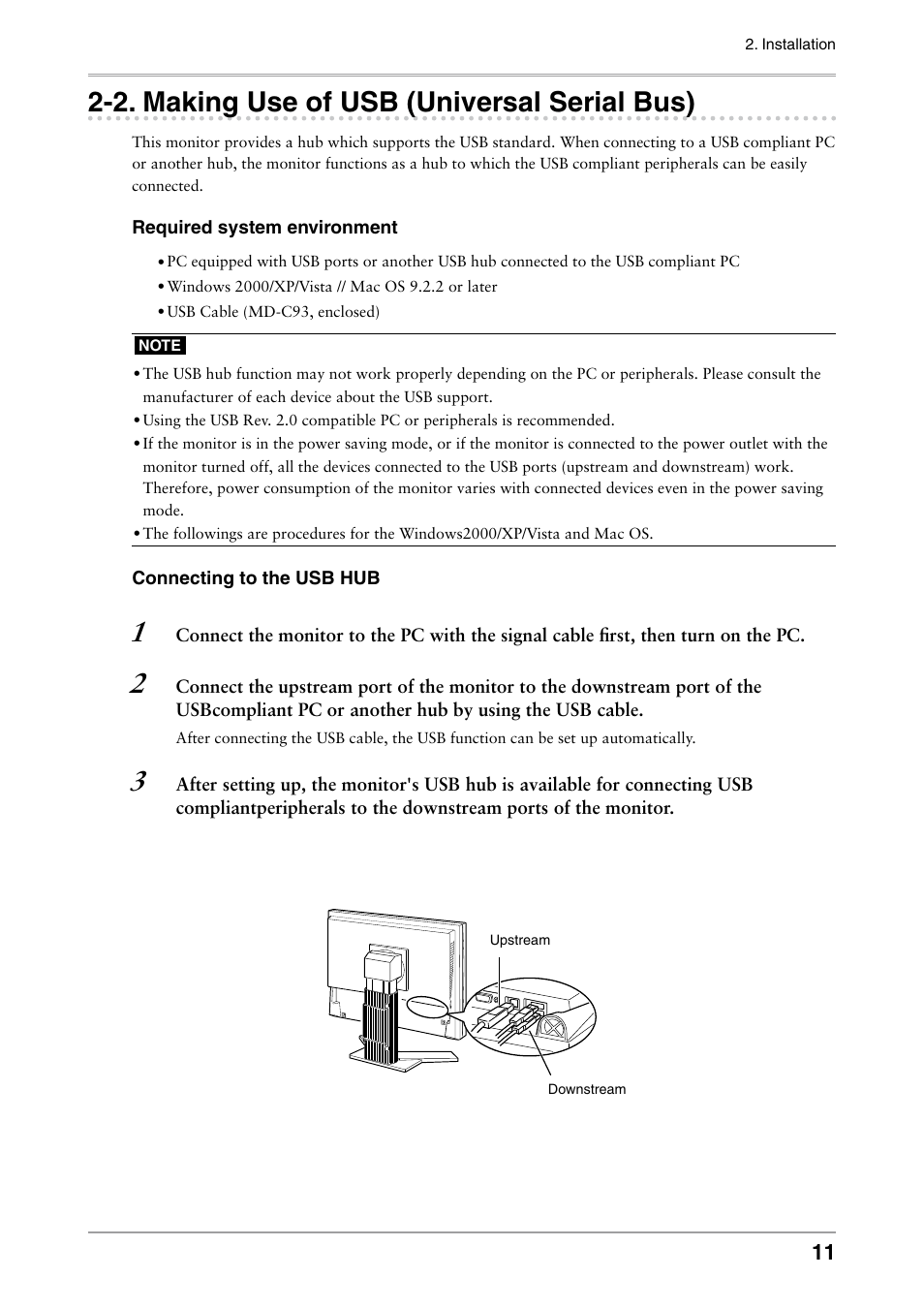 2. making use of usb (universal serial bus), Making use of usb (universal serial bus) | Eizo FLEXSCAN MX240W User Manual | Page 11 / 40