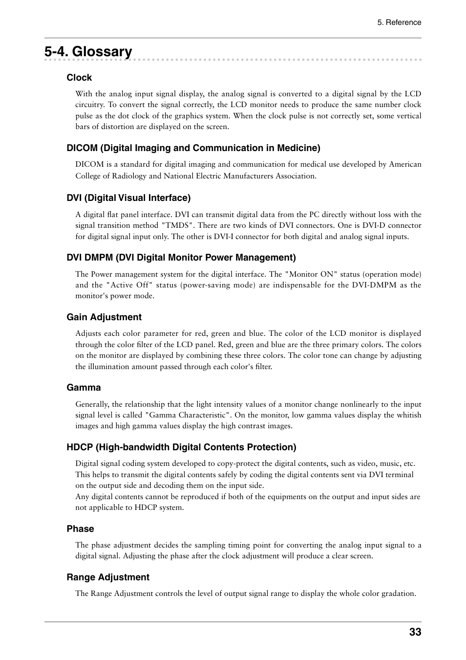 4. glossary, Glossary | Eizo FLEXSCAN MX240W User Manual | Page 33 / 40