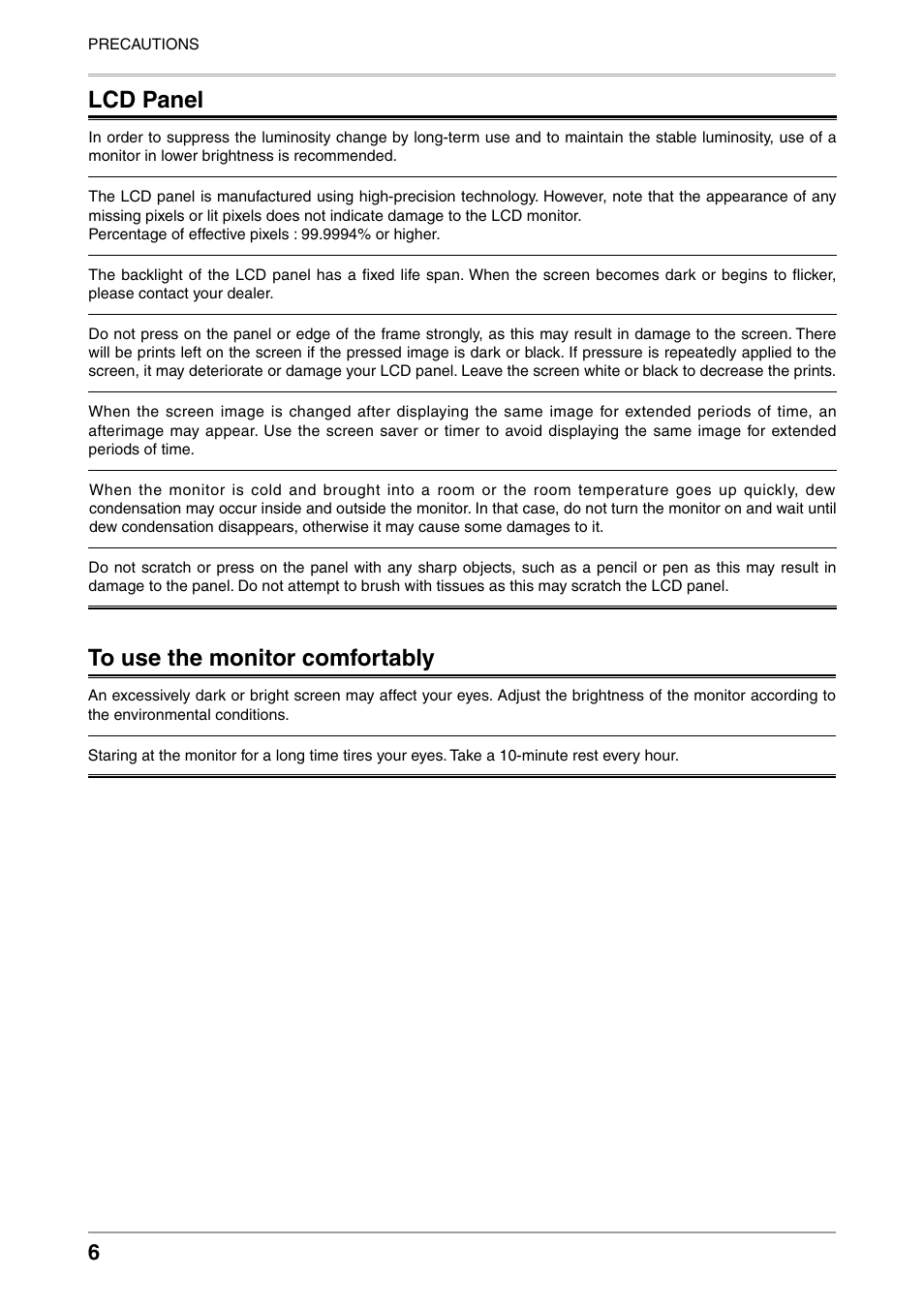 Lcd panel | Eizo FLEXSCAN MX240W User Manual | Page 6 / 40