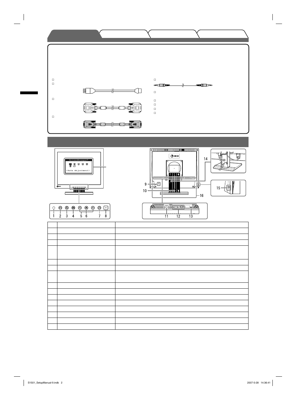 Bedienelemente und funktionen, Deutsch, Lieferumfang | Eizo FlexScan S1501 User Manual | Page 10 / 60