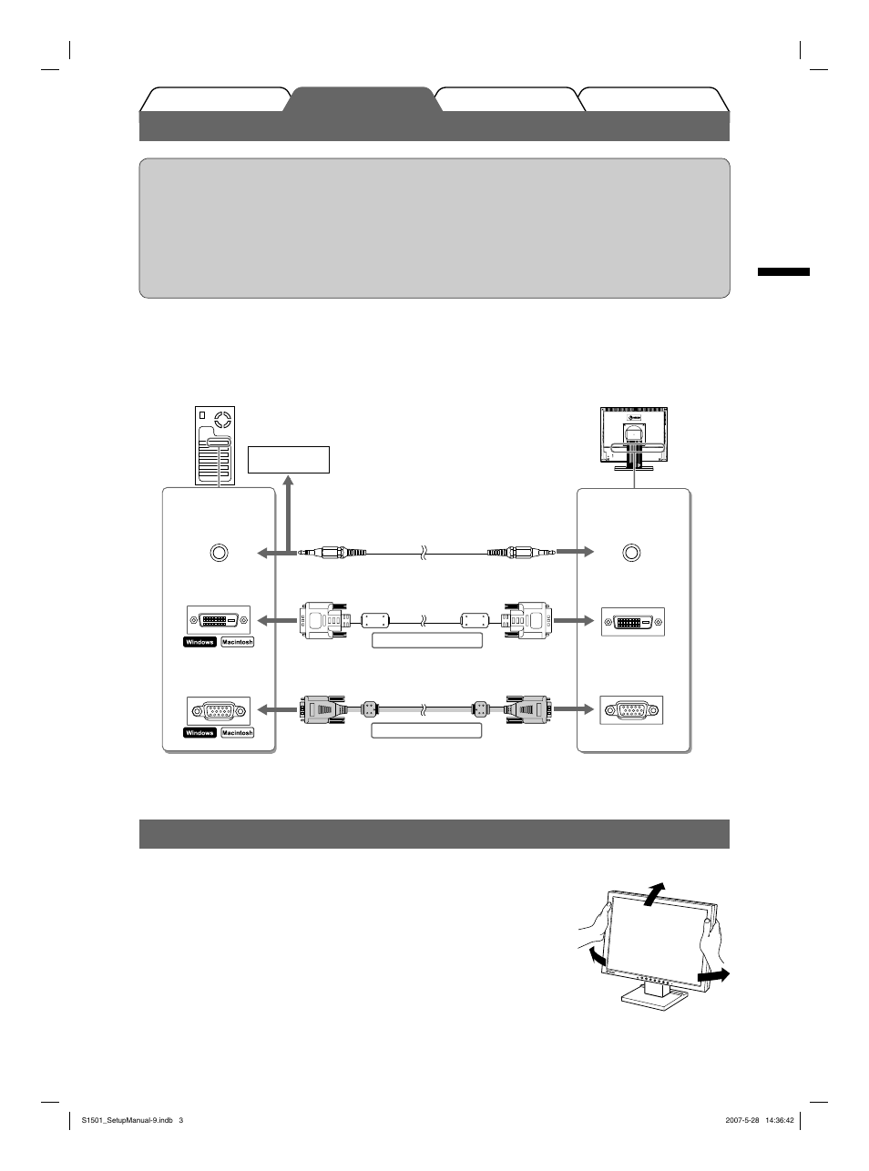 Kabel anschließen, Anpassen des bildschirmwinkels | Eizo FlexScan S1501 User Manual | Page 11 / 60