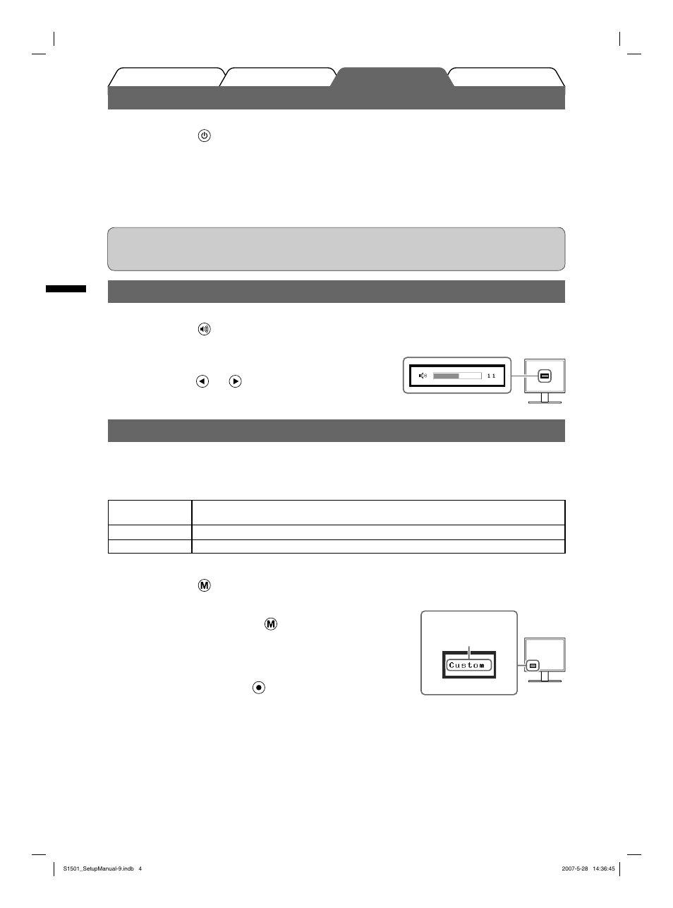 Affi chage de l’écran, Sélection du mode d’écran, Réglage du volume du haut-parleur | Eizo FlexScan S1501 User Manual | Page 18 / 60