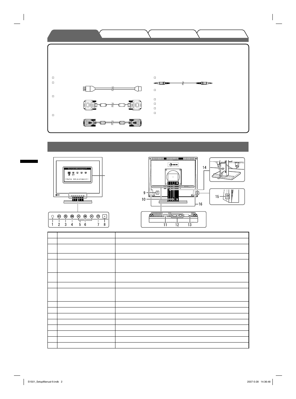 Controles y funciones, Español | Eizo FlexScan S1501 User Manual | Page 22 / 60