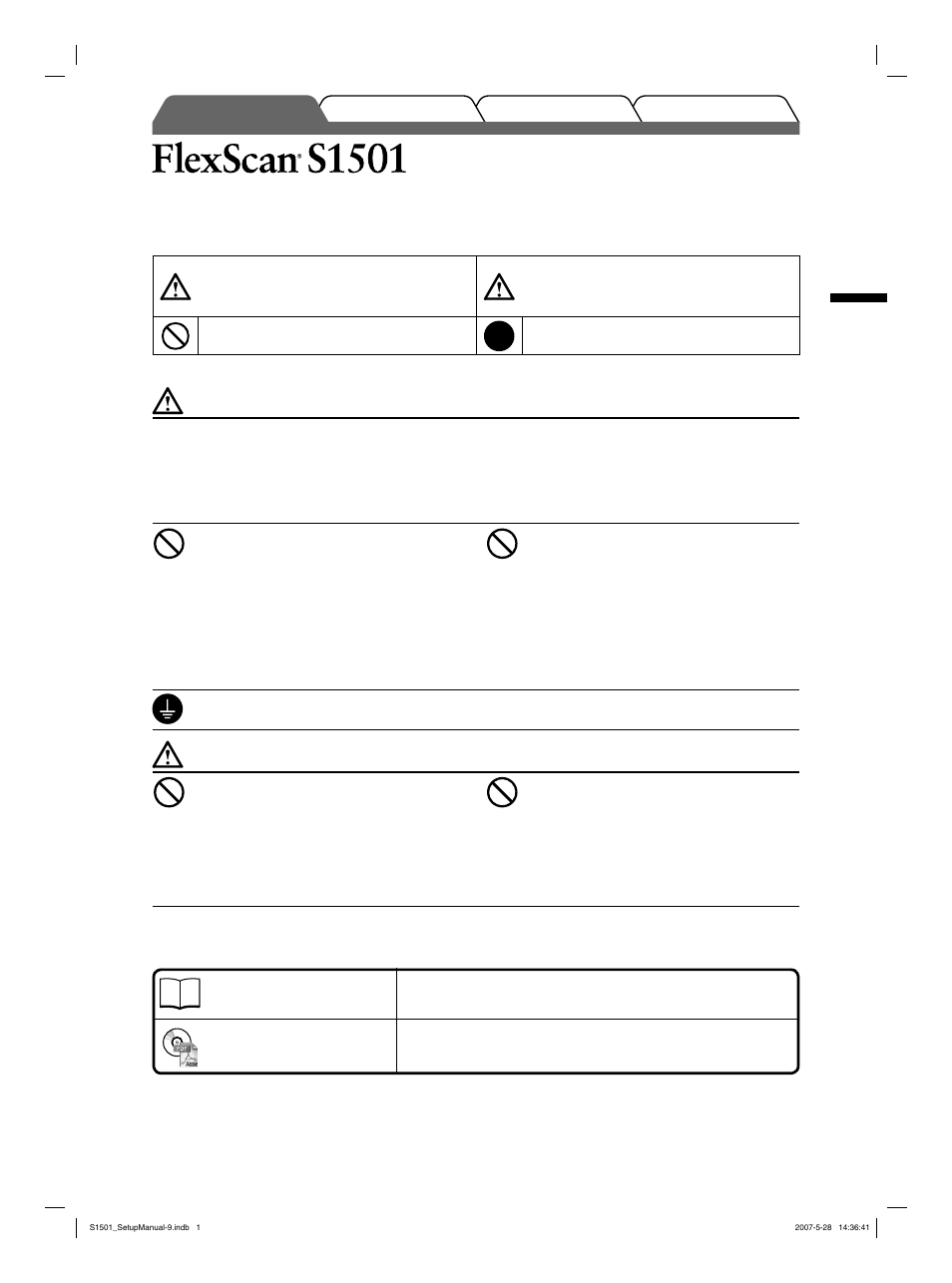 Lcd-farbmonitor, Sicherheitssymbole, Vorsichtsmassnahmen | Eizo FlexScan S1501 User Manual | Page 9 / 60