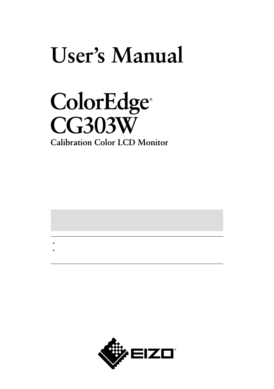 Eizo COLOREDGE CG303W User Manual | 42 pages