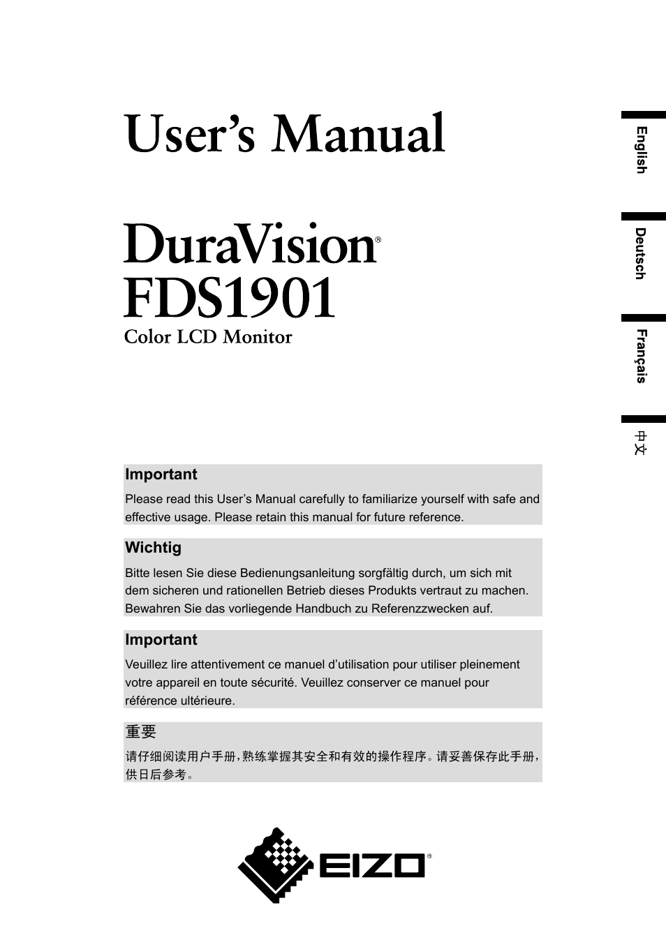 Eizo DURAVISION FDS1901 User Manual | 30 pages