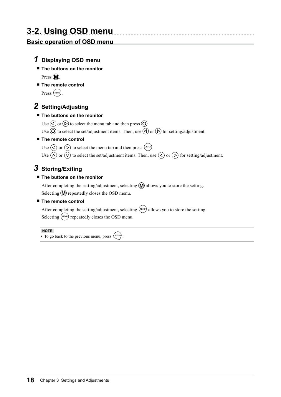 2. using osd menu | Eizo DURAVISION FDS1901 User Manual | Page 20 / 30