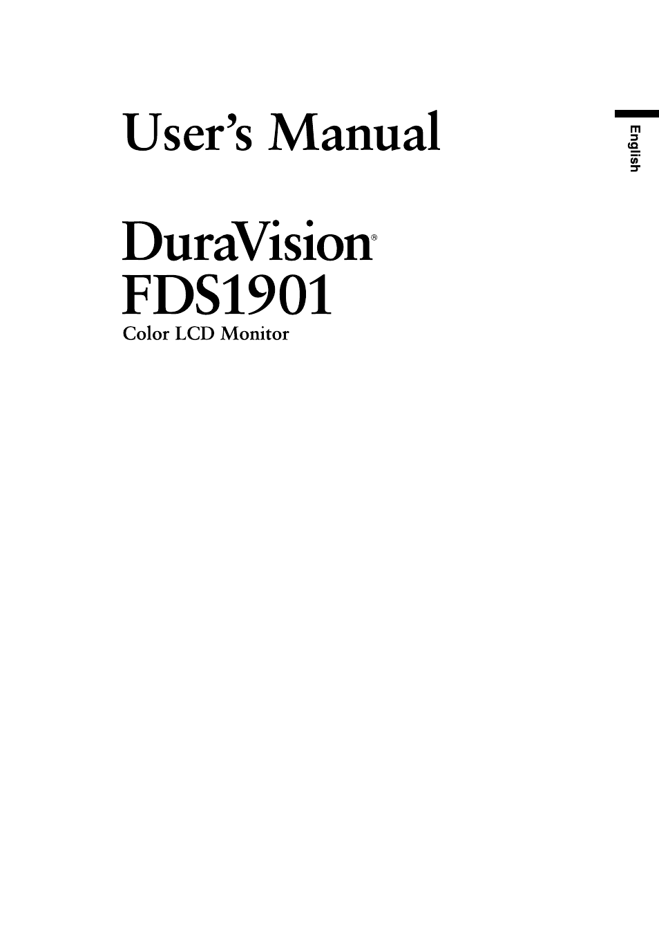 Cover | Eizo DURAVISION FDS1901 User Manual | Page 3 / 30